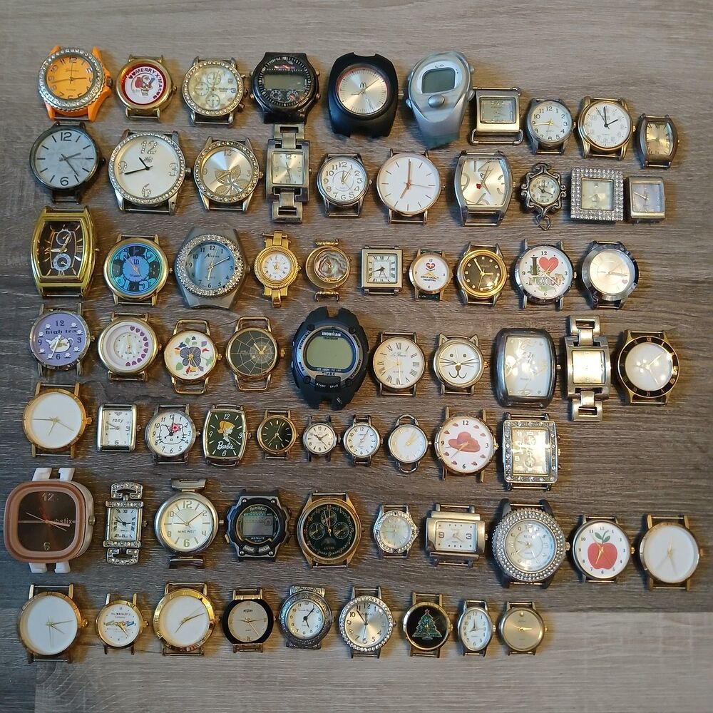 Bulk Lot 65+ Watch Heads Parts/Repair/Crafting Guess Armitron Timex Untested -Q4